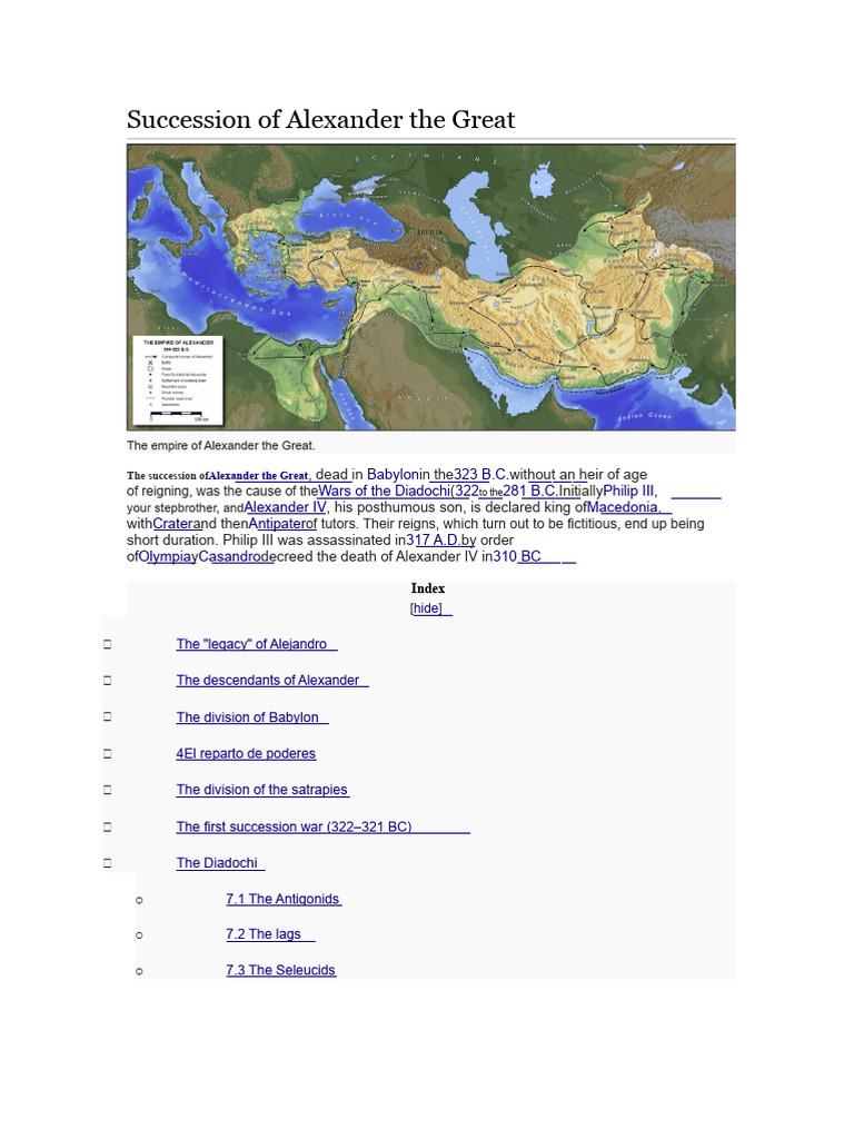 Alexander the Great's Succession Wars | PDF | 3rd Century Bc | Ancient ...