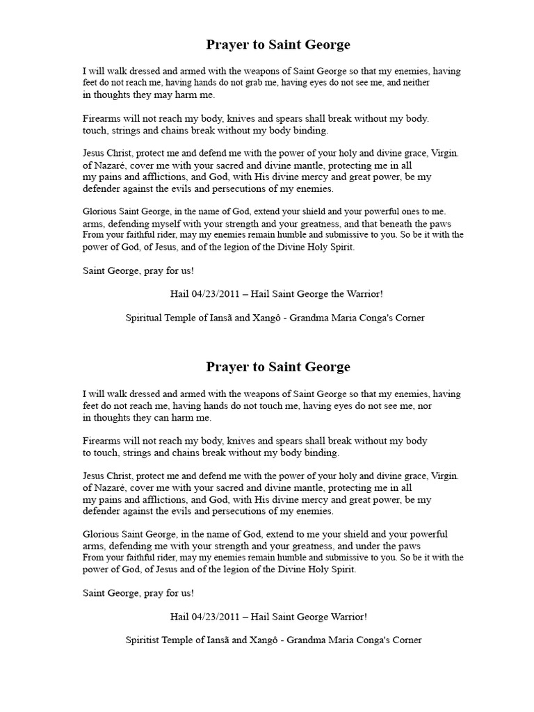 Prayer to Saint George | PDF