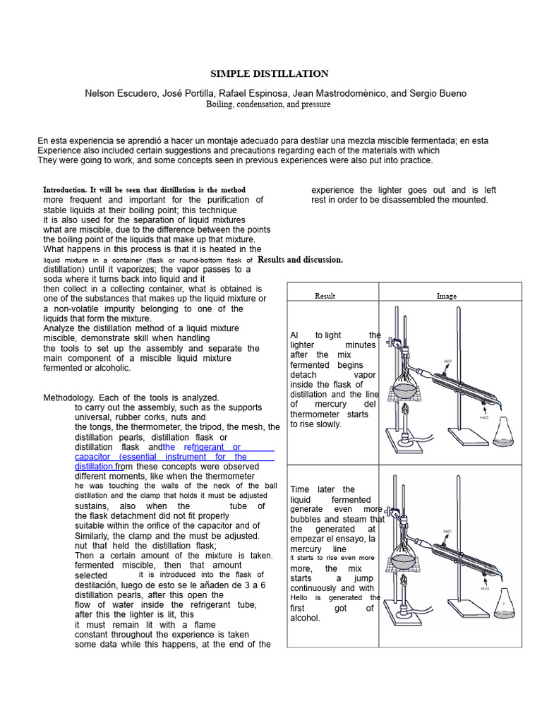 Simple Distillation of Fermented Mixtures | PDF | Distillation | Boiling