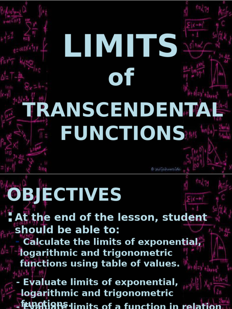Evaluating Limits of Transcendental Functions | PDF | Function ...