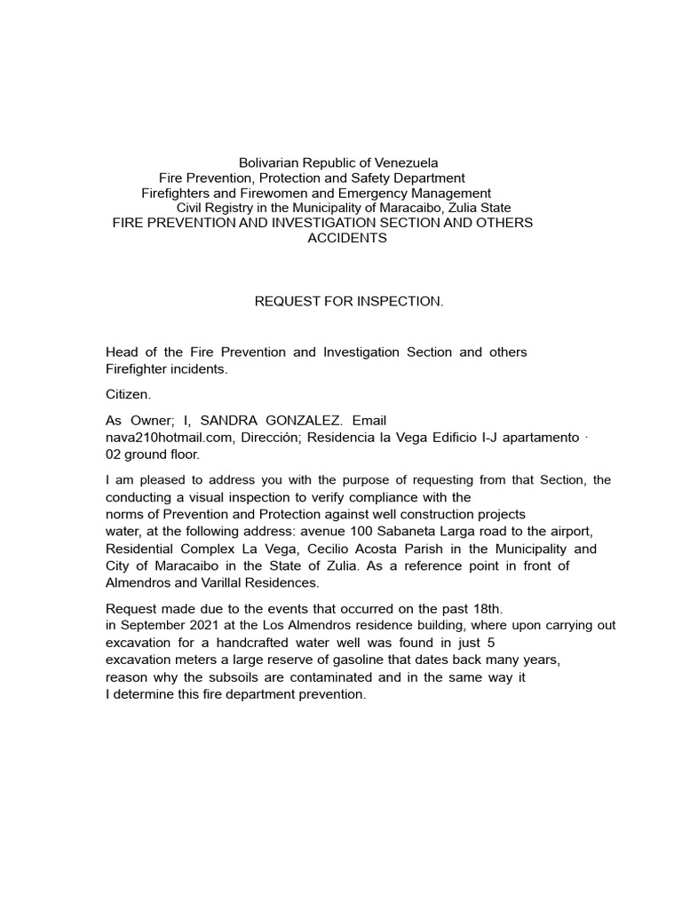 FIRE DEPARTMENT REQUEST | PDF