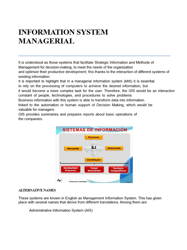 Managerial Information Systems Overview | PDF | Strategic Management ...