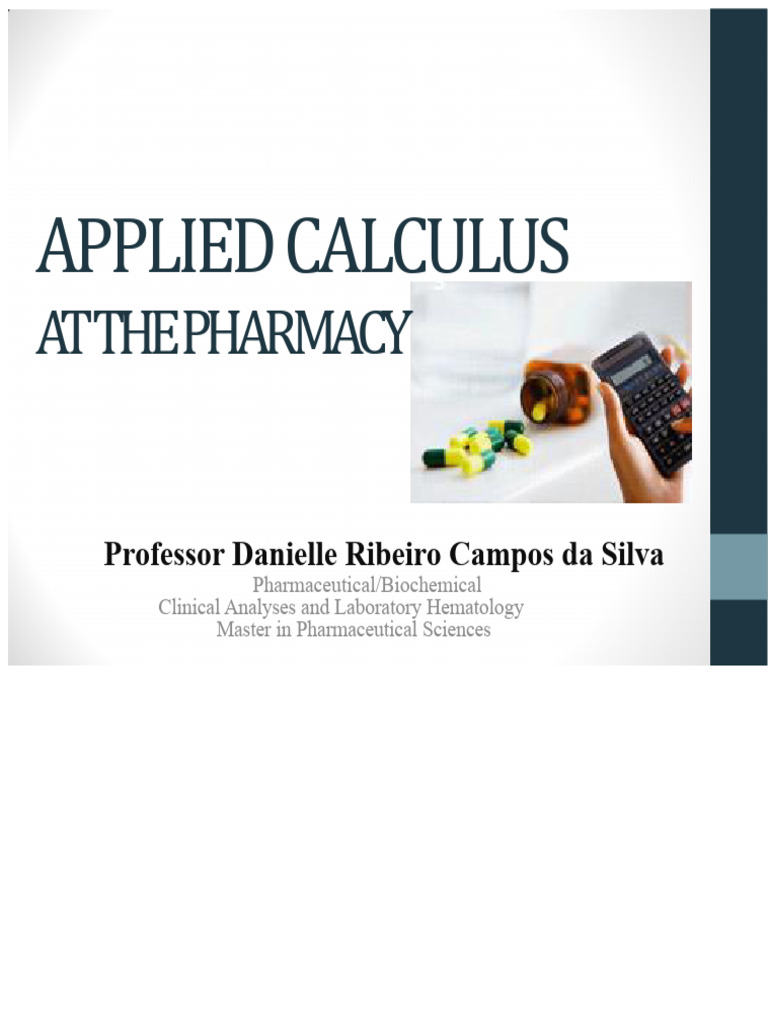 Applied Calculus in Pharmacy Education | PDF | Pharmacy | Function ...