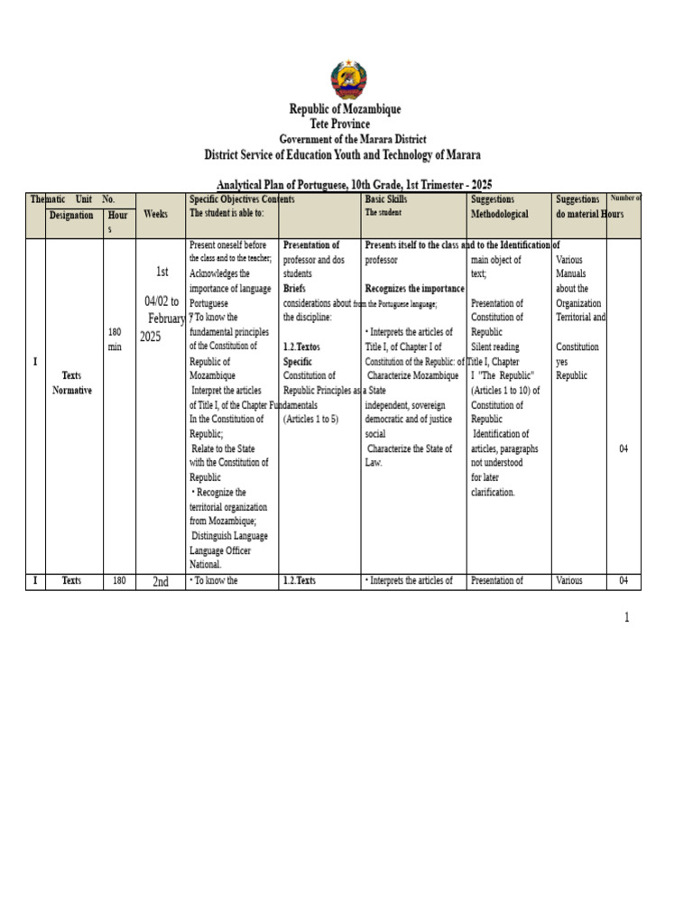 Analytical Plan 10 Class I Trimester 2025 Marara | PDF | Pronoun ...