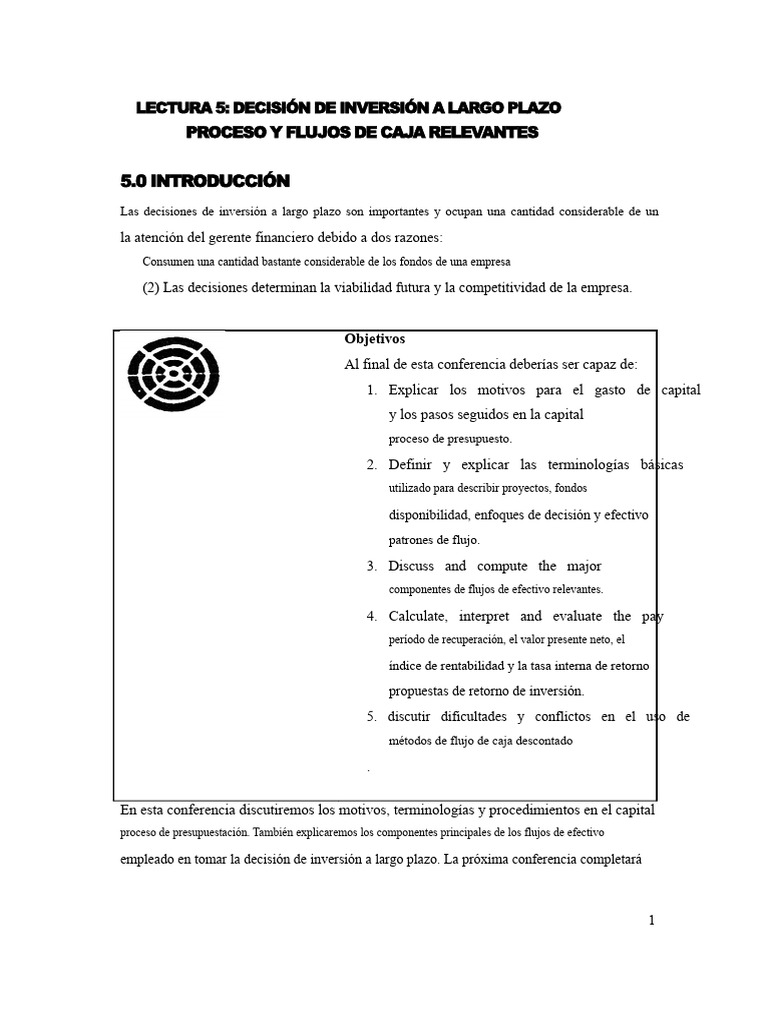 Inversión a Largo Plazo: Proceso y Flujos de Caja | PDF | Tasa interna ...