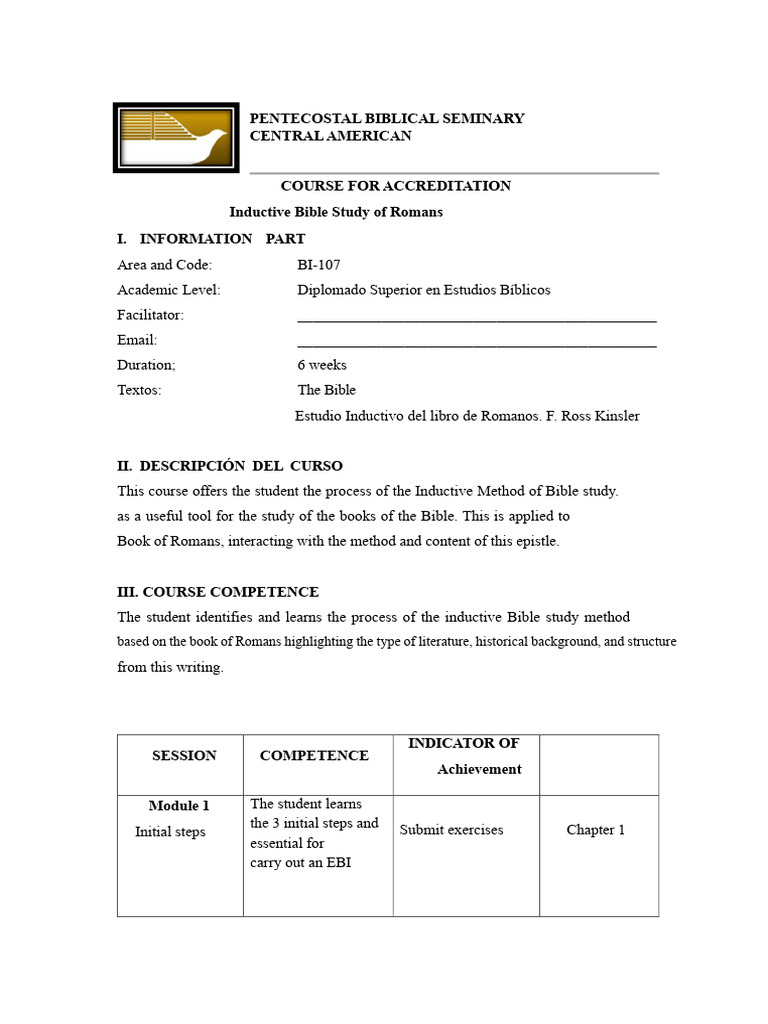 Inductive Bible Study Syllabus II | PDF | Epistle To The Romans | Bible