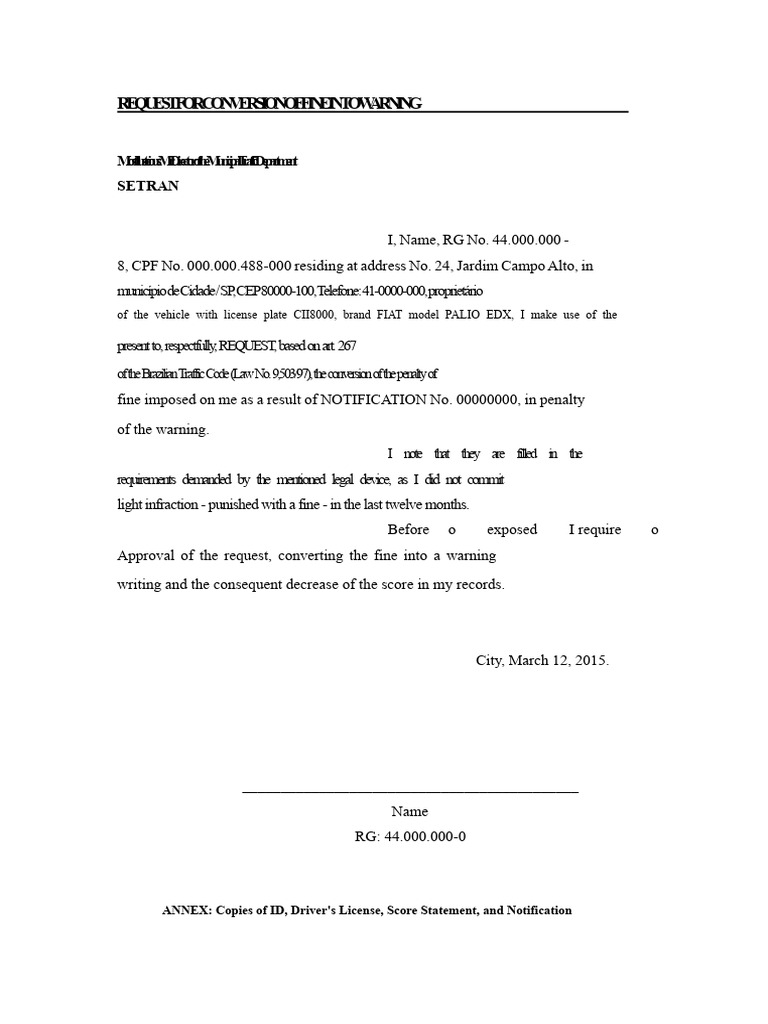 Request For Conversion of Fine Into Warning | PDF