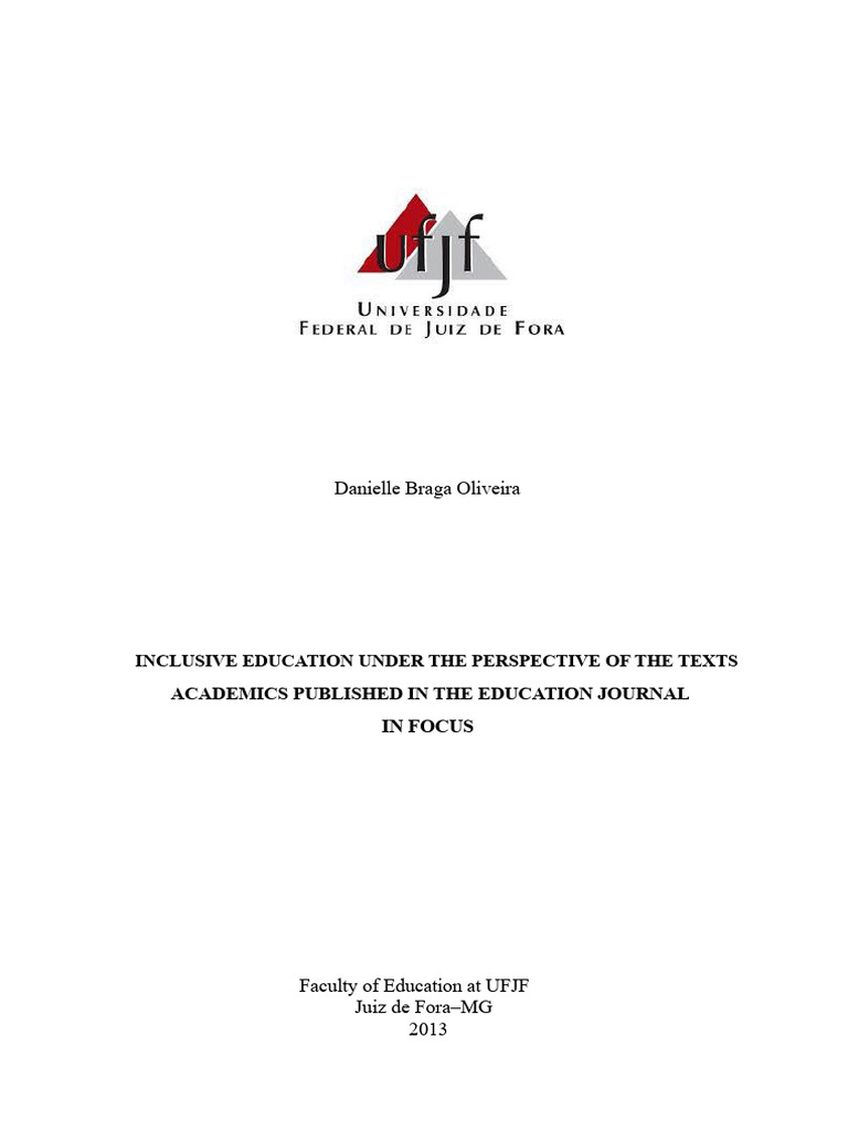 Oliveira, 2013 | PDF | Social Exclusion | Inclusion (Education)