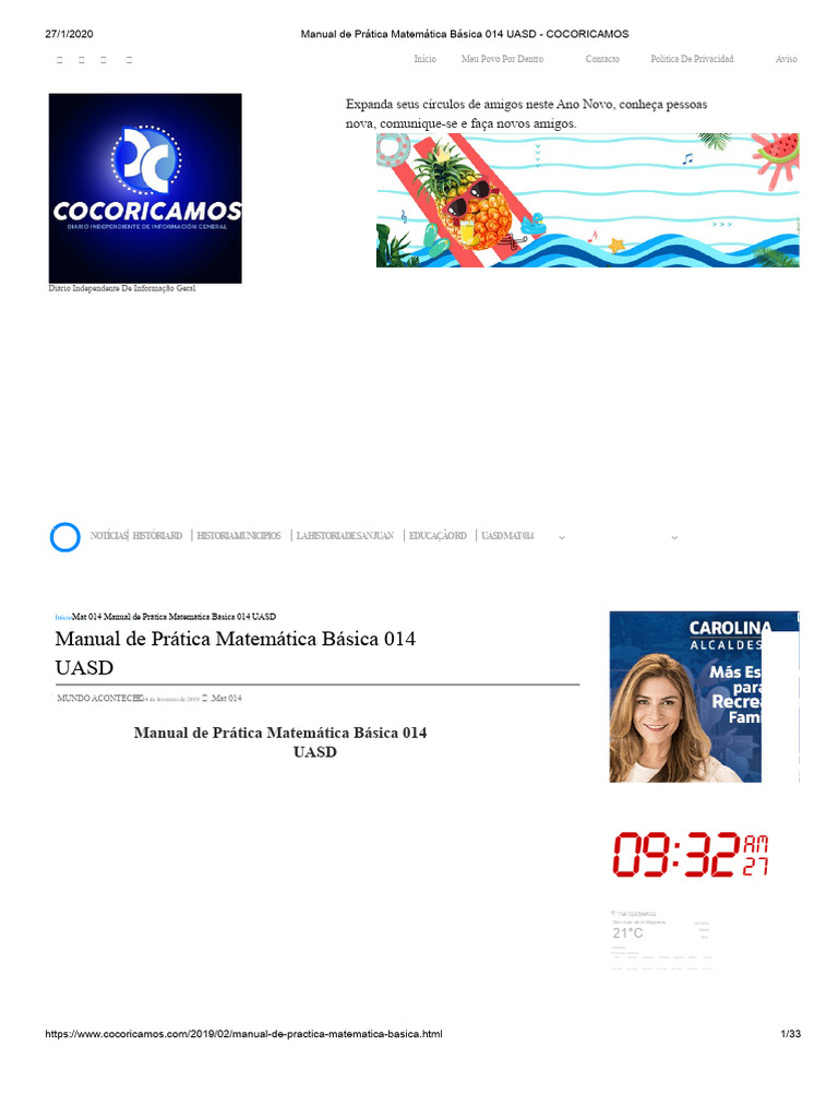 Manual de Prática Matemática Básica 014 UASD | PDF | Comunicação ...
