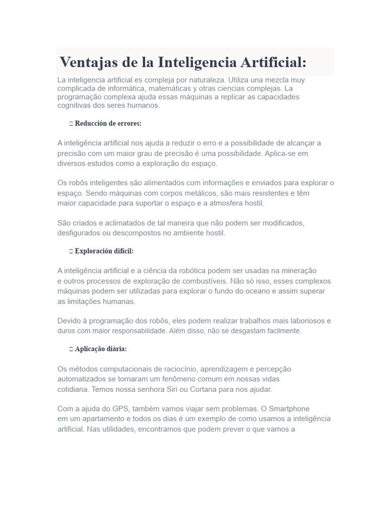 Vantagens e Desvantagens da IA | PDF | Inteligência artificial ...