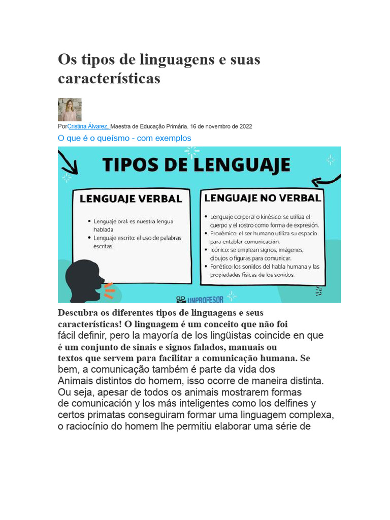 Tipos de Linguagens e Suas Características | PDF | Comunicação ...