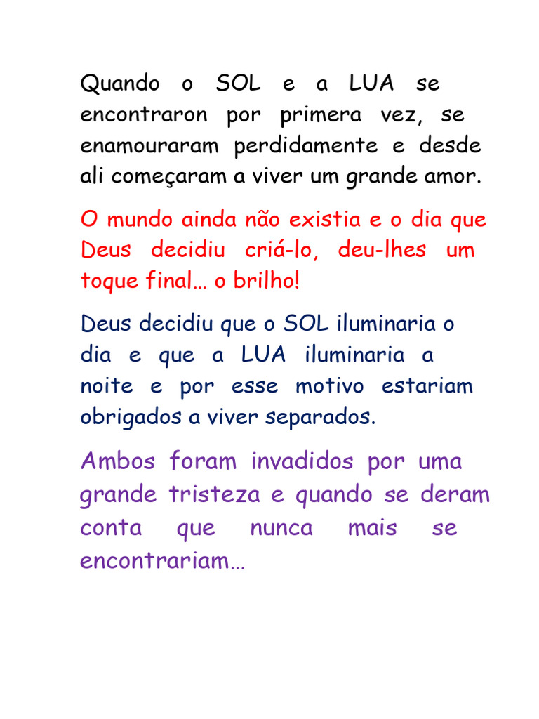 A História de Amor entre o Sol e a Lua | PDF | Lua | Sol