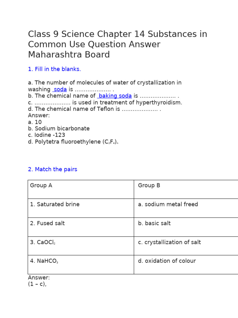 Class 9 Science: Common Substances Q&A | PDF | Radiation | Atomic Nucleus