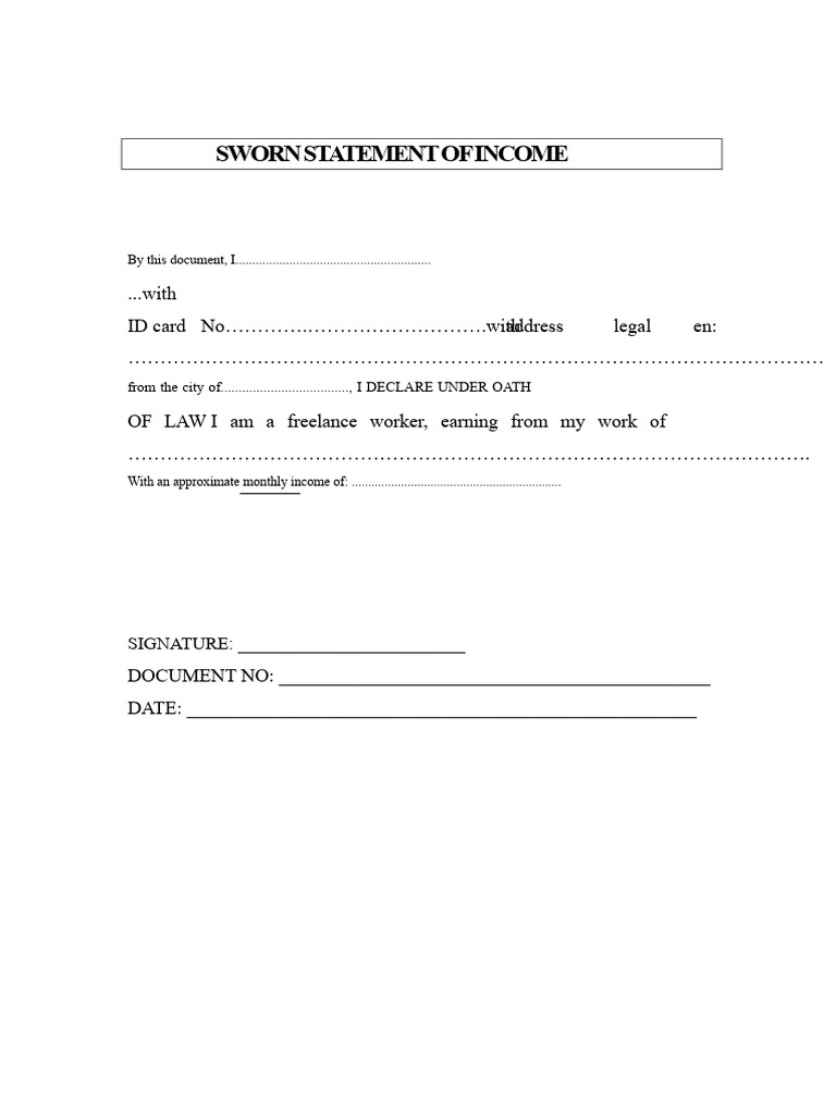Sworn Income Statement Template | PDF
