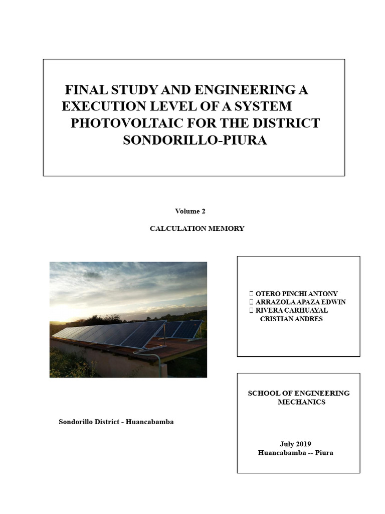 Photovoltaic System Design for Sondorillo | PDF | Photovoltaics ...