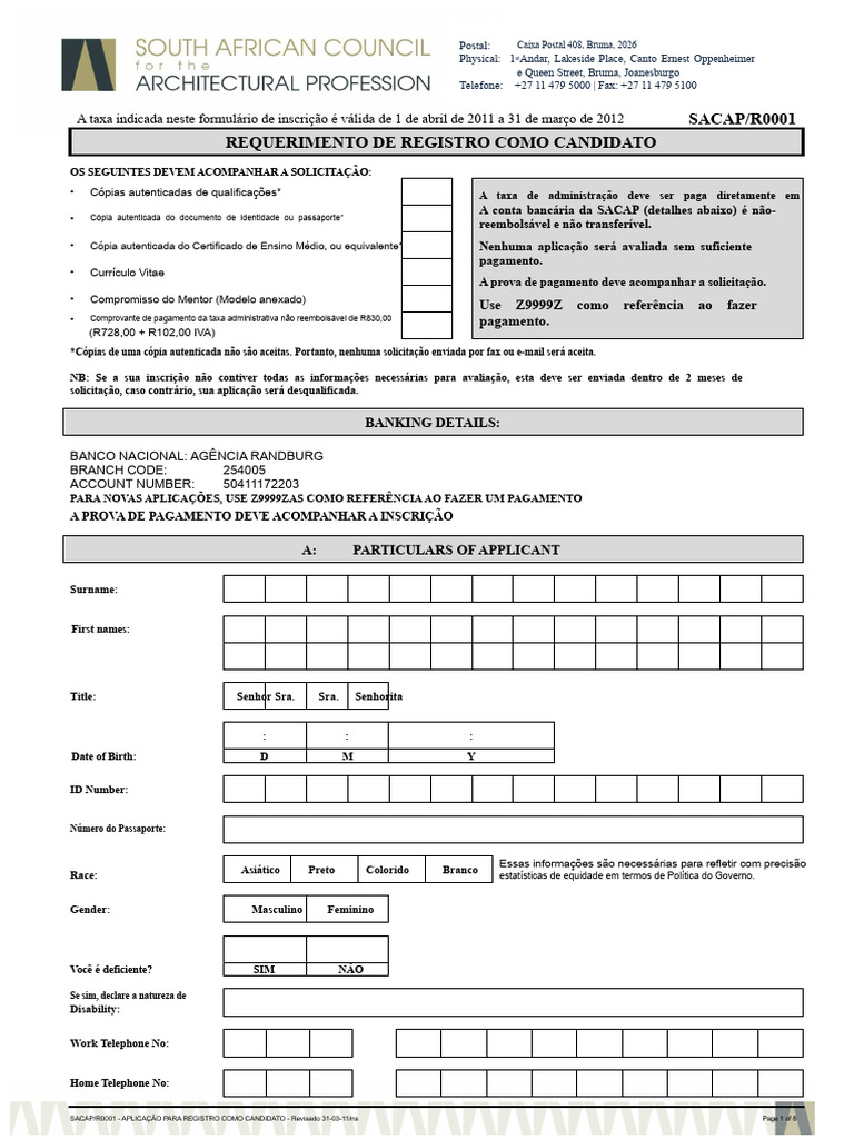 Registro de Candidato SACAP: Instruções | PDF | Arquiteto