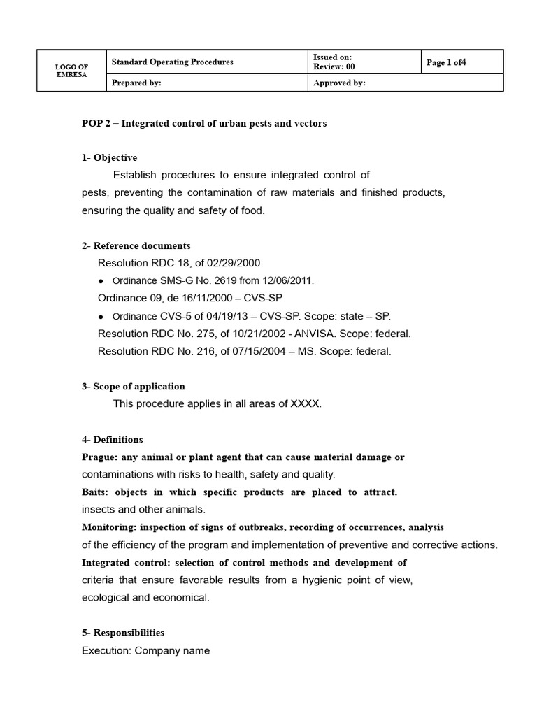 POP 2 – Integrated Pest and Urban Vector Control.docx | PDF | Pest ...