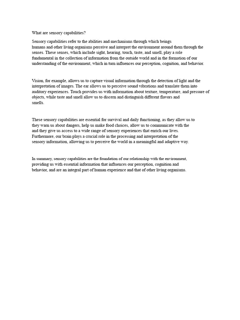 Understanding Sensory Capabilities | PDF | Senses | Perception