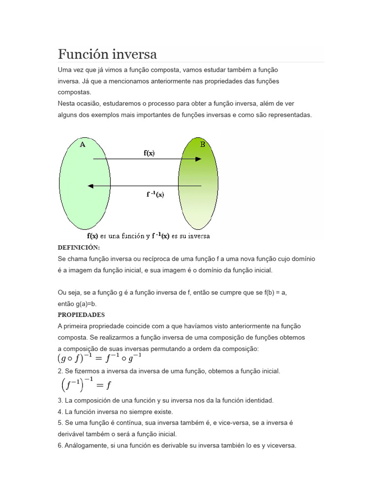 Função inversa | PDF | Função (Matemática) | Logaritmo