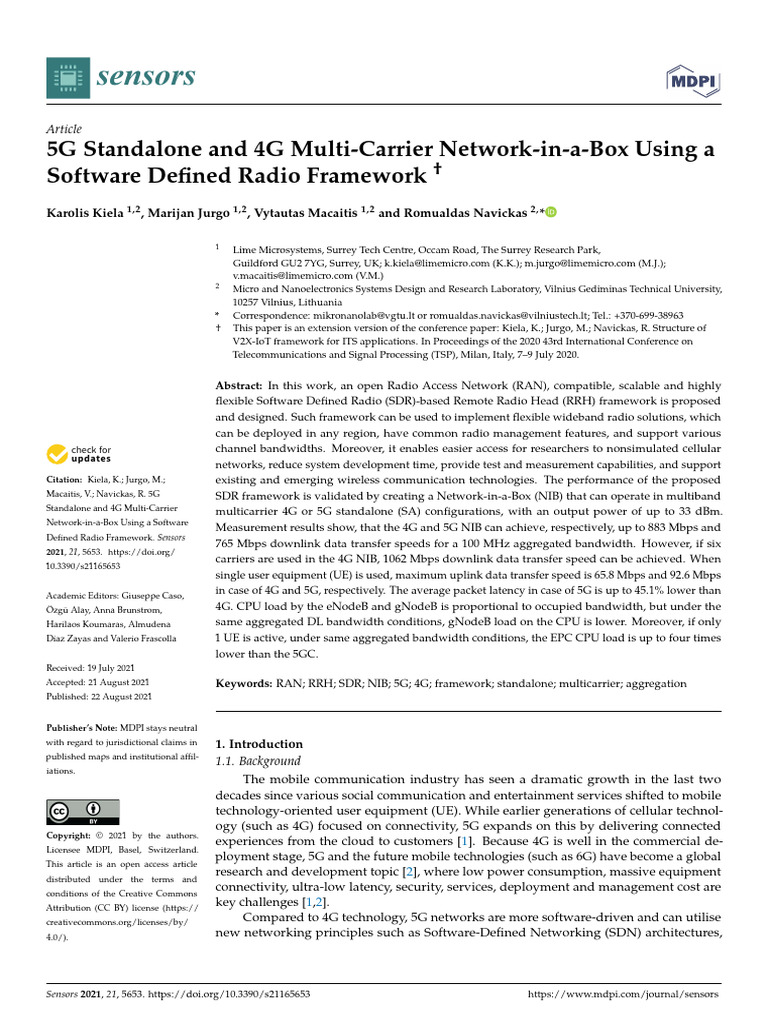 5G & 4G Network-in-a-Box Framework | PDF | Software Defined Radio | 4 G