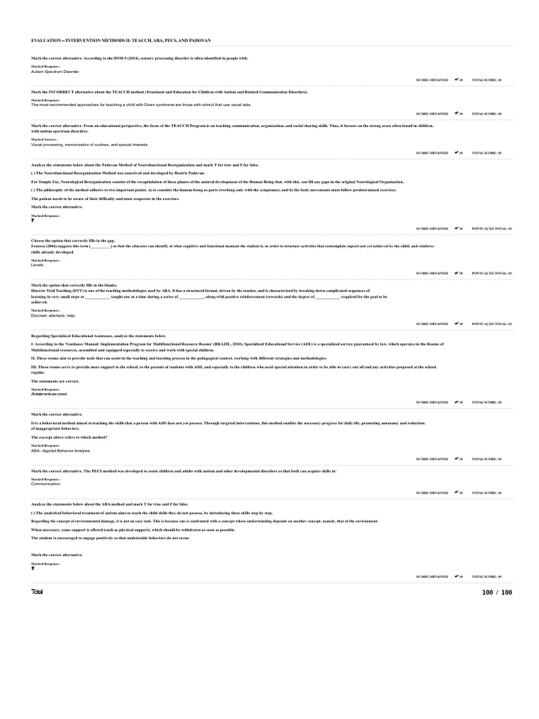 Evaluation of Autism Intervention Methods | PDF | Autism | Psychology