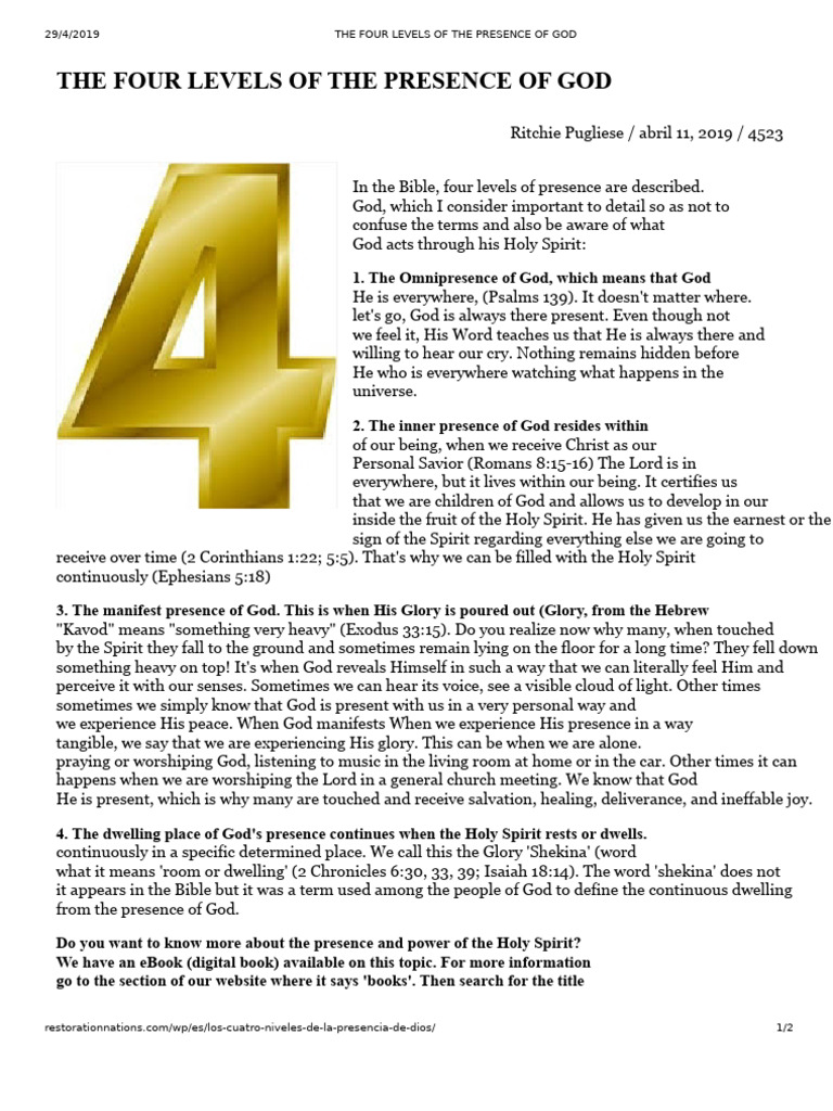 Four Levels of God's Presence Explained | PDF | Glory (Religion) | God ...