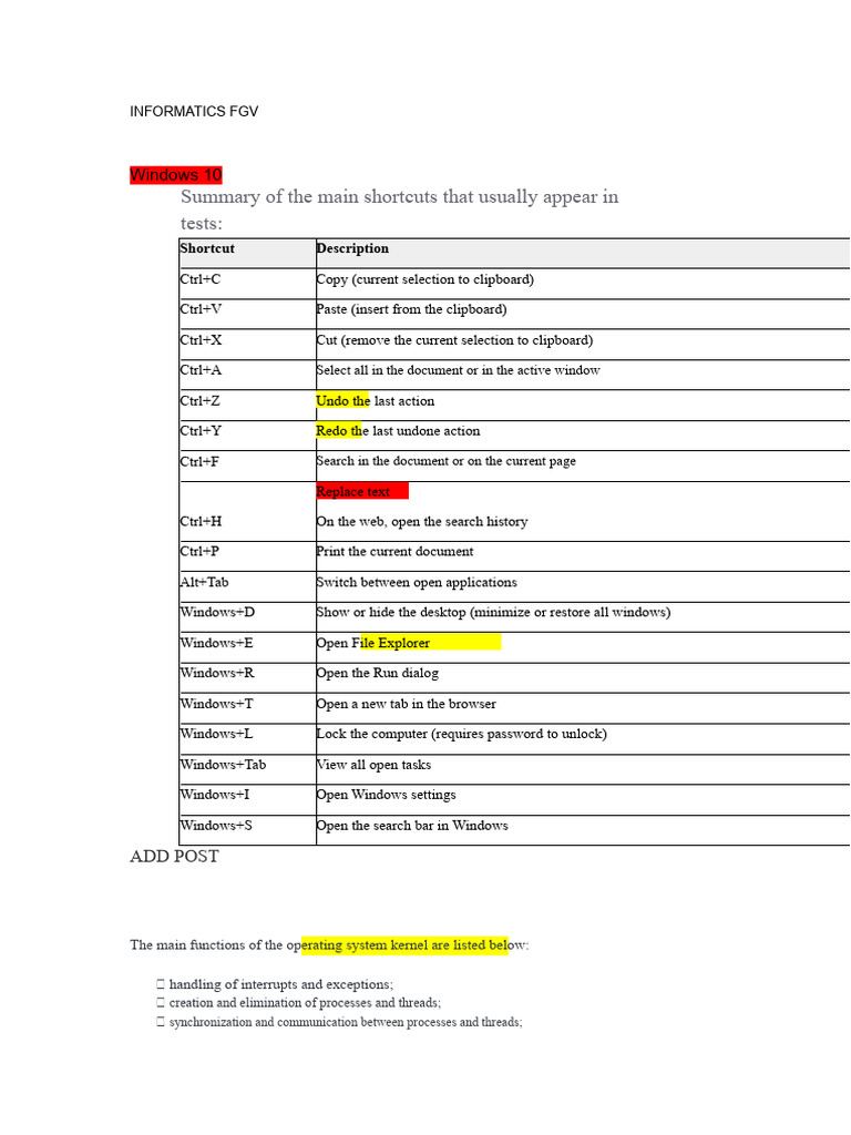 Essential Windows 10 Shortcuts and Tools | PDF | Computing | System ...