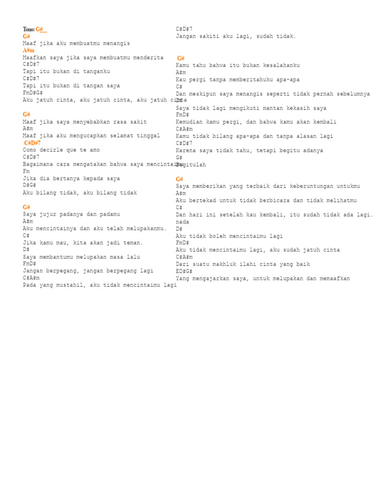 Lirik Lagu Cinta dan Perpisahan | PDF