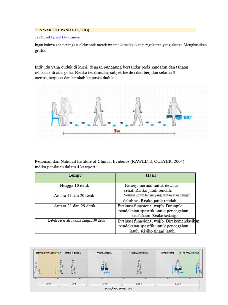 Panduan Tes Timed Up and Go (TUG) | PDF