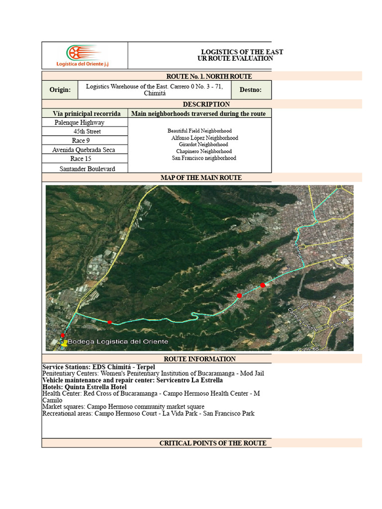 East Logistics Route Evaluation Guide | PDF | Traffic | Intersection (Road)