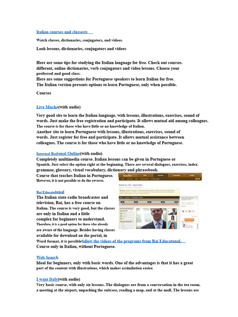 Free Online Italian Language Resources | PDF | Translations ...