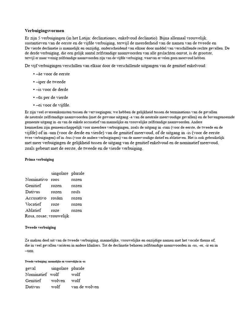 Latijnse Verbuigingen | PDF