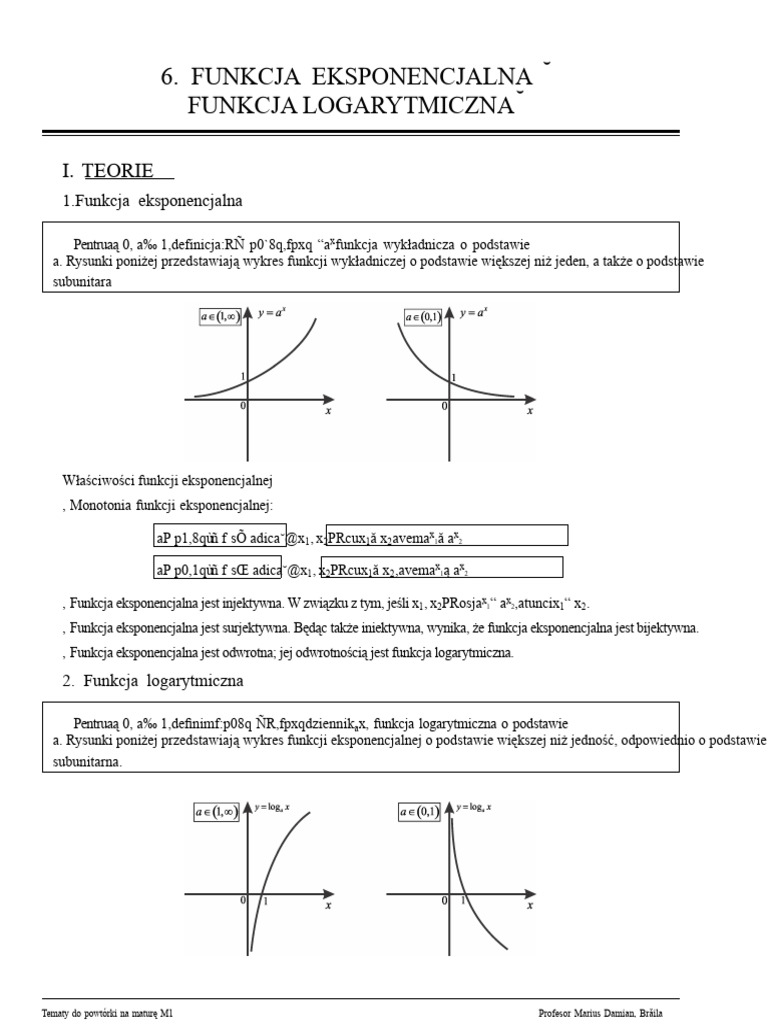 Funkcja Wykładnicza I Logarytmiczna PDF | PDF