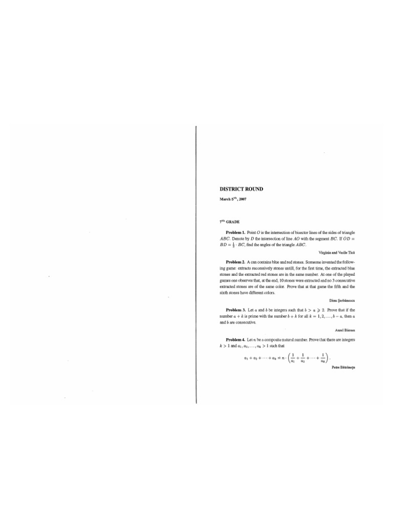 RMC 2007 District Round Problems | PDF