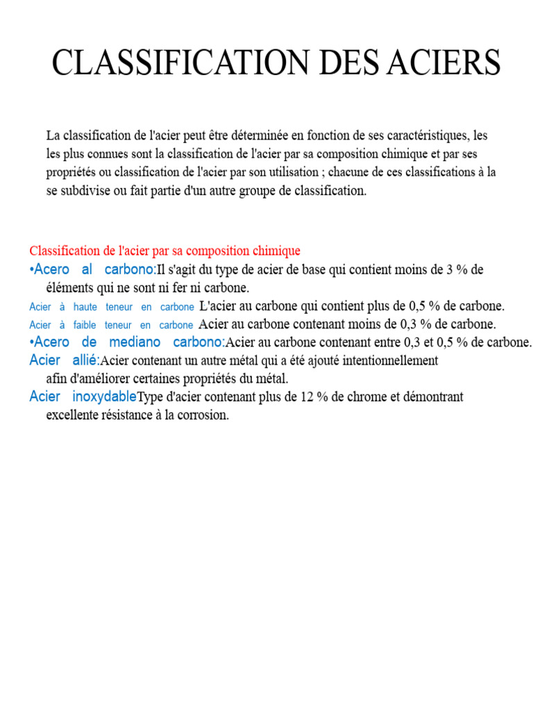 Classification des aciers par type et usage | PDF | Acier | Acier ...