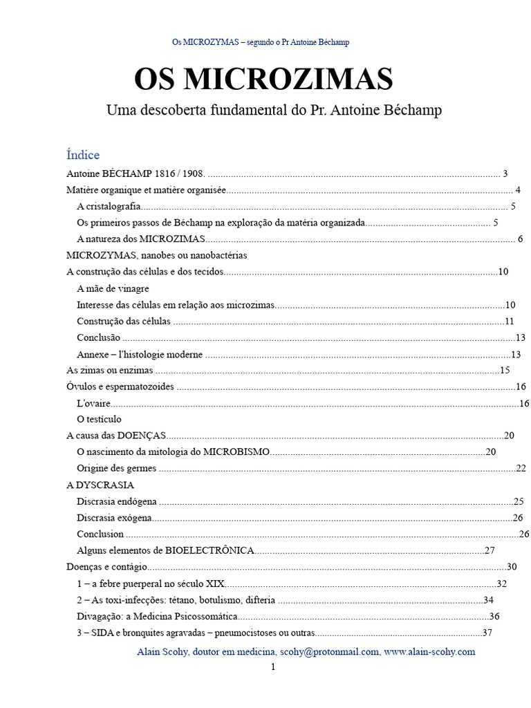 Microzymas: A Descoberta de Béchamp | PDF | Fermento | Célula (Biologia)
