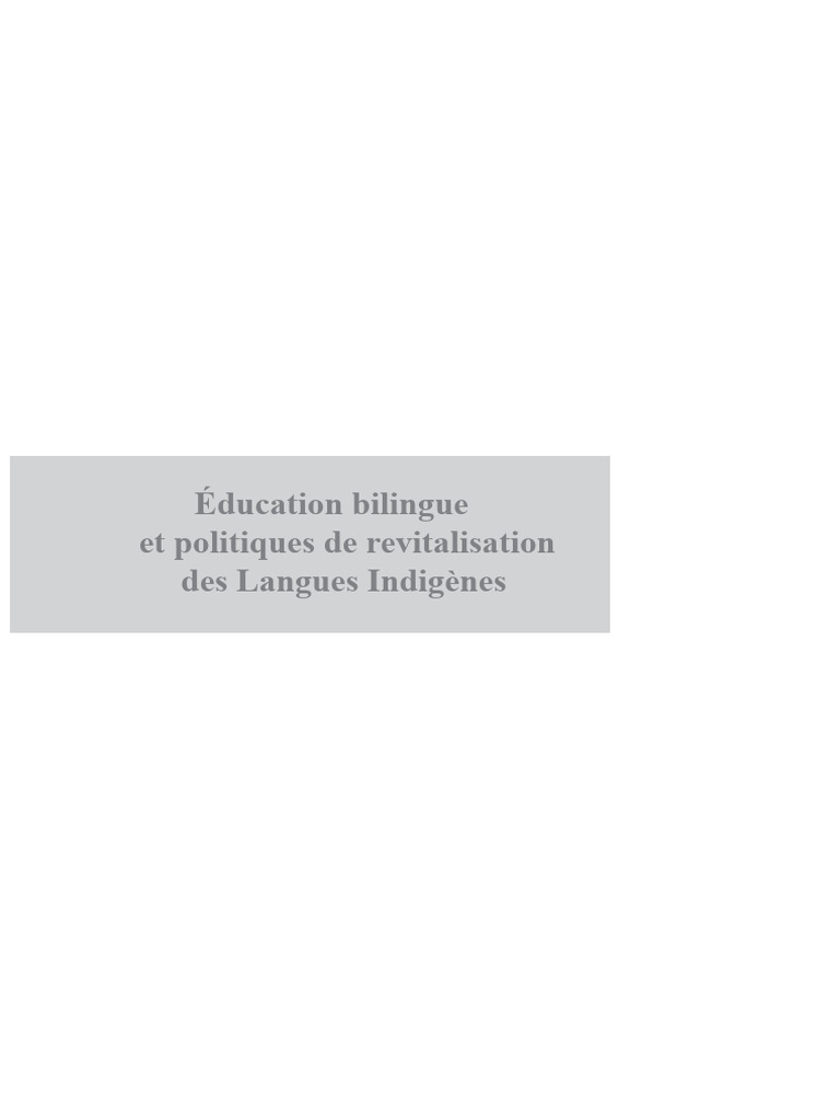 Revitalisation des langues indigènes en éducation | PDF ...