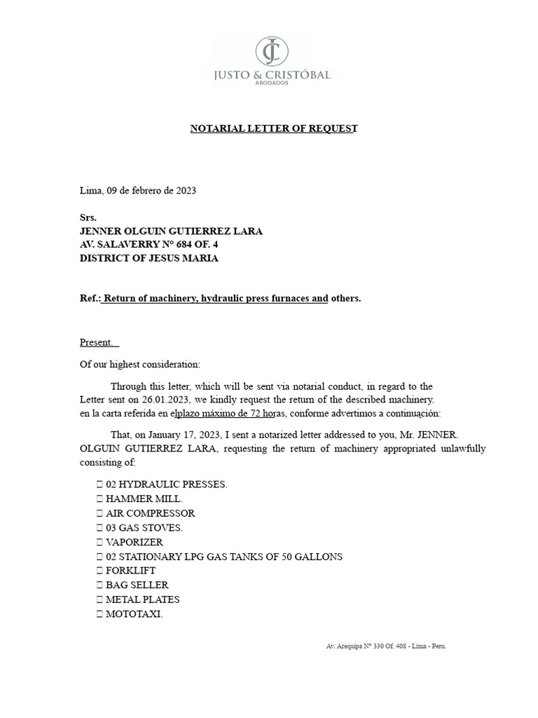 Notarial letter of unlawful appropriation | PDF | Crimes | Crime & Violence