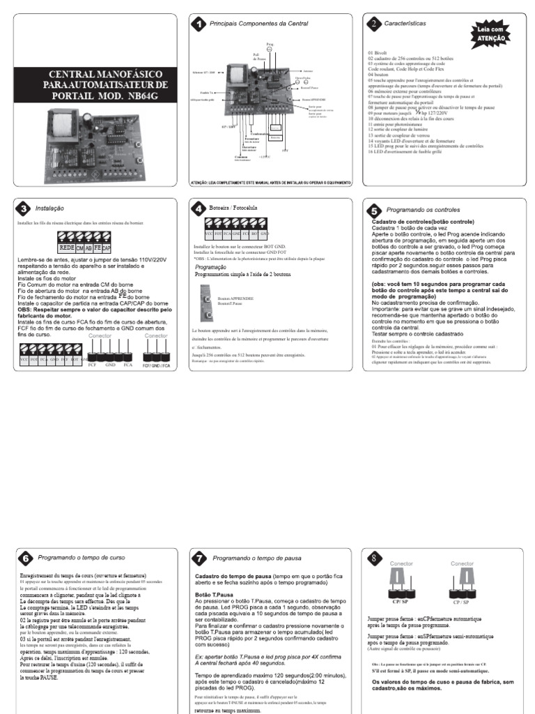 Installation et Programmation du Portail NB64G | PDF | Réseau ...