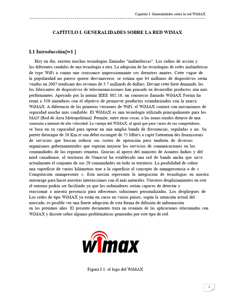 Generalidades sobre la red WiMAX | PDF | Wi Max | Inalámbrico