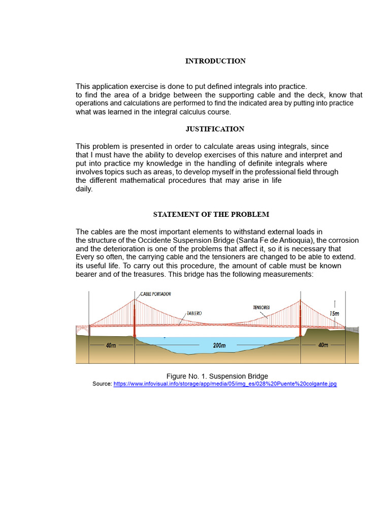 Calculating Bridge Cable Areas with Integrals | PDF | Curve | Integral