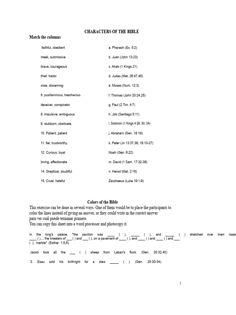 Biblical Exercises I | PDF | Bible Content | New Testament Content