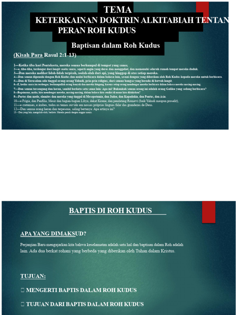 Memahami Baptisan Roh Kudus dalam Alkitab | PDF