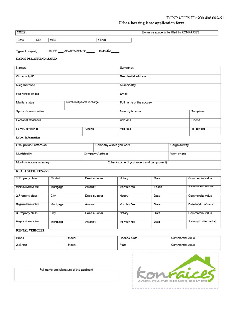 Urban Housing Lease Application Form | PDF | Lease | Deed