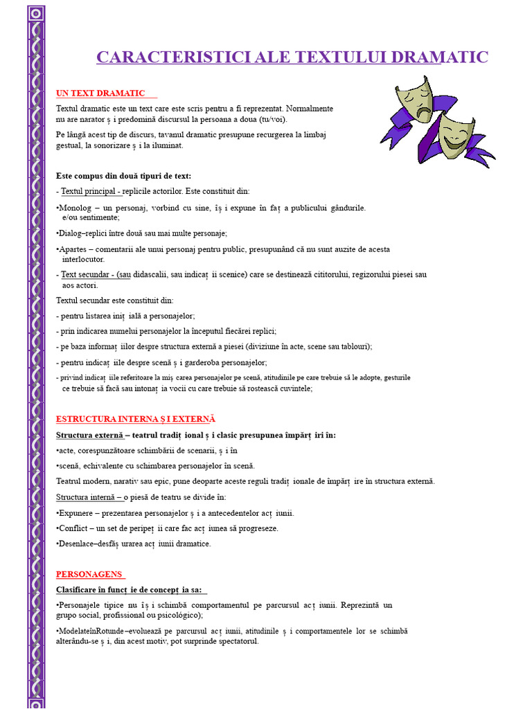 Caracteristici Doc Text Dramatic | PDF