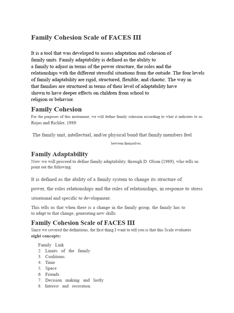 FACES III Questionnaire | PDF | Leadership | Group Cohesiveness