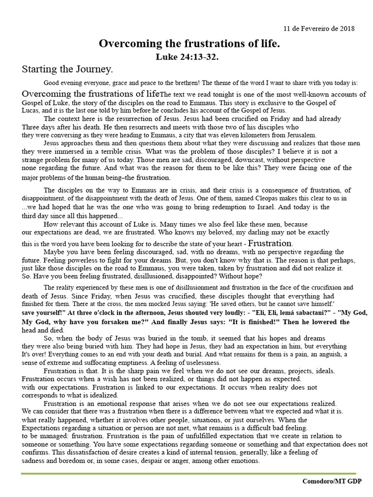 Overcoming Life's Frustrations | PDF | Jesus | Resurrection Of Jesus