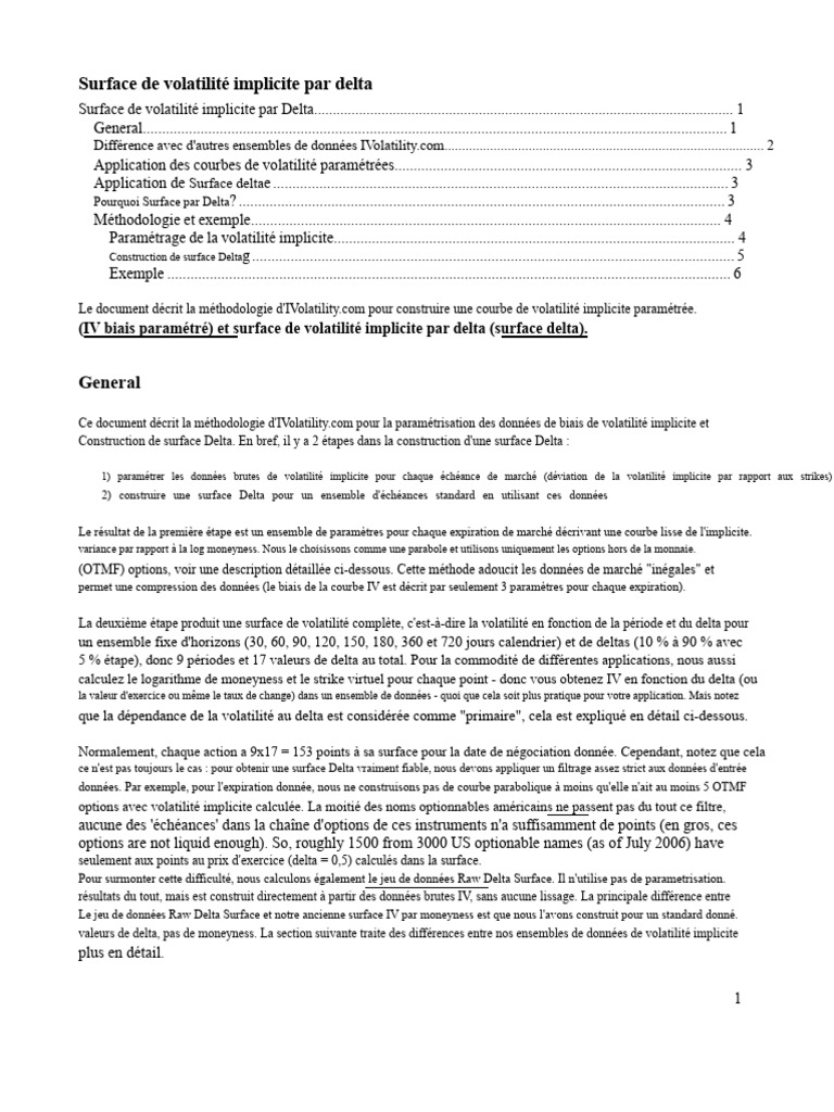 Construction de la surface de volatilité Delta | PDF | Volatilité ...