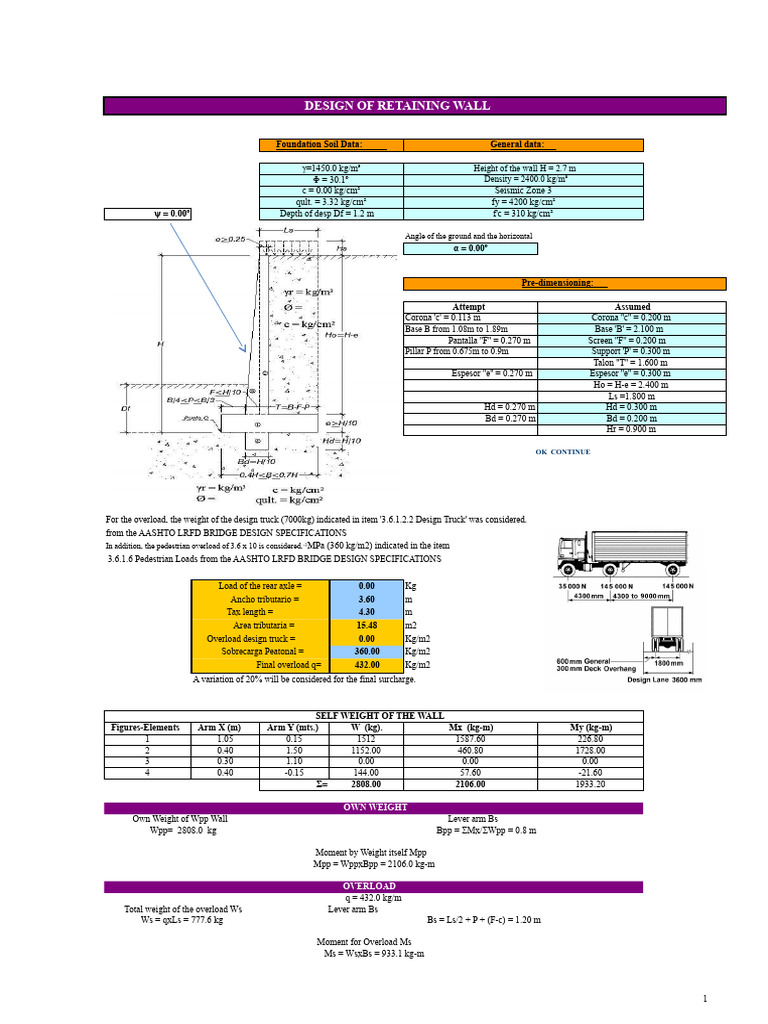 Retaining Wall Design Specifications | PDF | Bending | Foundation ...