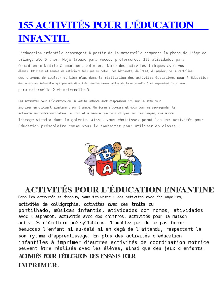 155 Activités Ludiques pour Enfants | PDF
